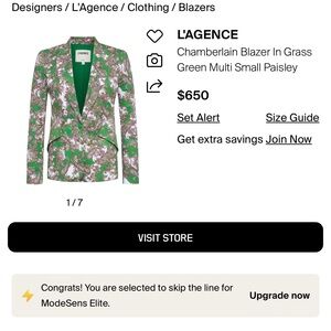 L'AGENCE Vibrant Green Paisley Blazer